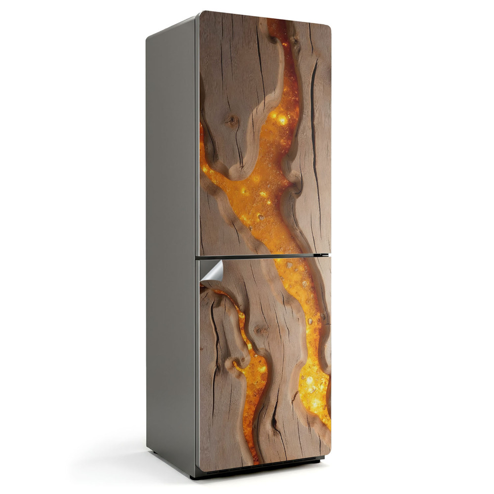 Folie frigider Model natural din lemn cu rășină