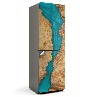 Autocolant pentru frigider Model natural din lemn cu rășină