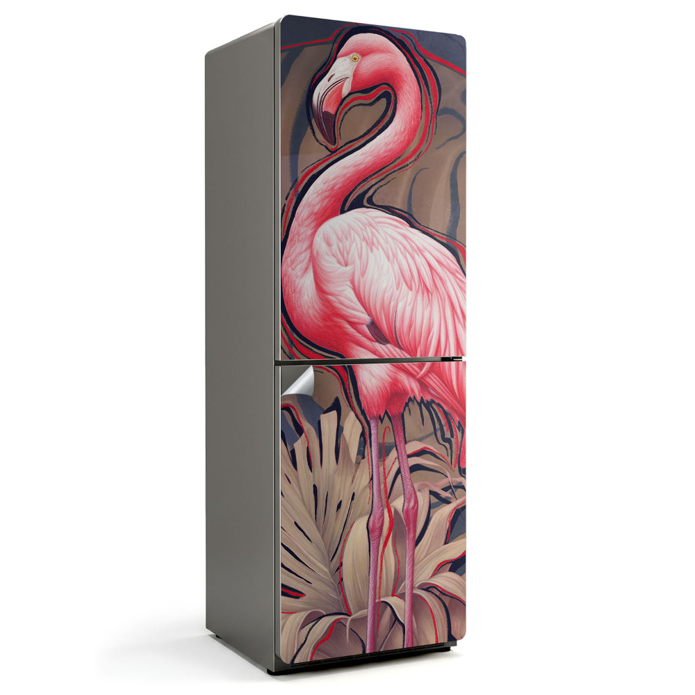 Folie frigider Un flamingo impunător în tropice