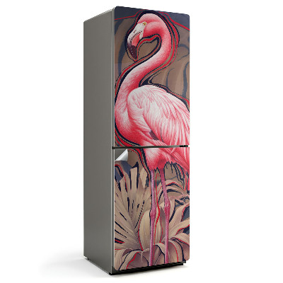 Folie frigider Un flamingo impunător în tropice