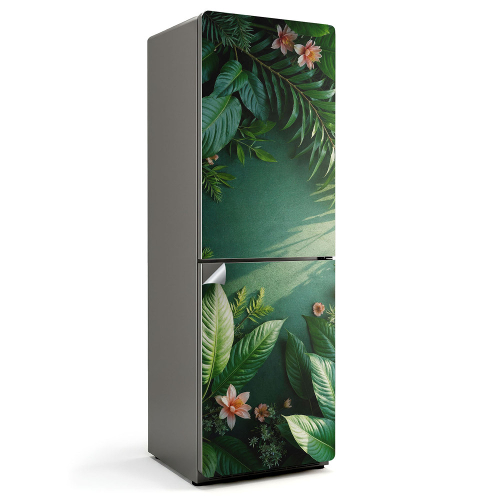 Folie pentru frigider Model floral și cu frunze naturale