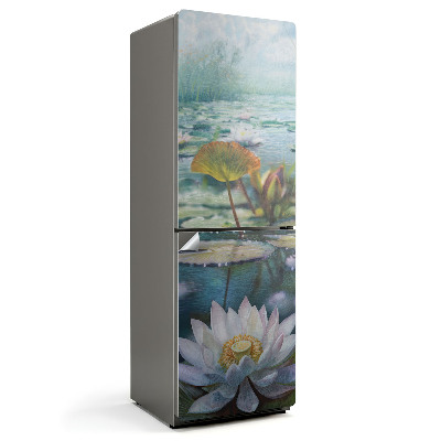 Autocolant pentru frigider Crini pe suprafața lacului