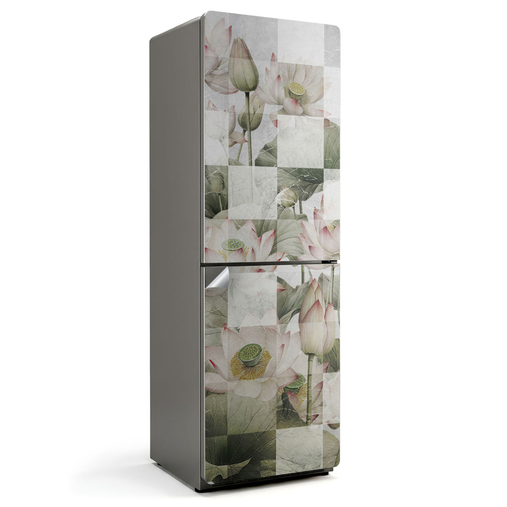 Folie pentru frigider Crini pe tabla de șah