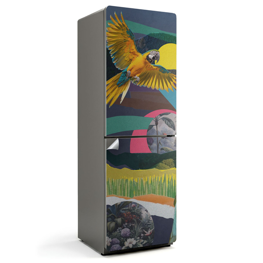 Folie frigider Colaj decupat cu un papagal