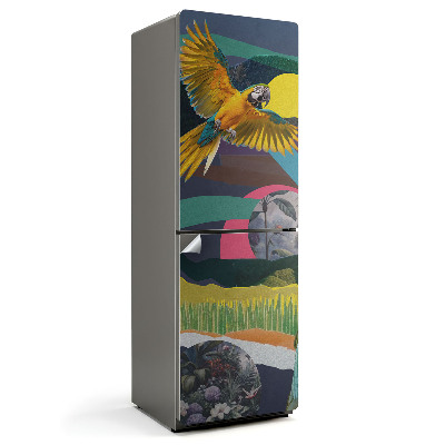 Folie frigider Colaj decupat cu un papagal