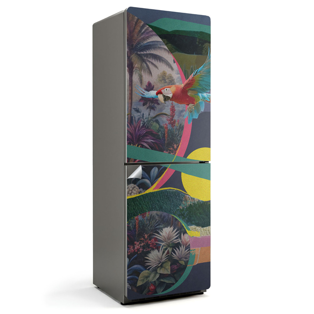 Folie frigider Model de papagal tropical