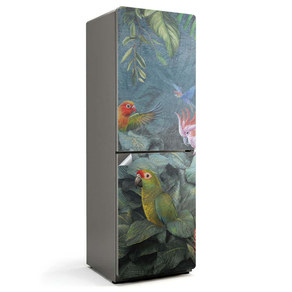 Autocolant pentru frigider Păsări tropicale în junglă