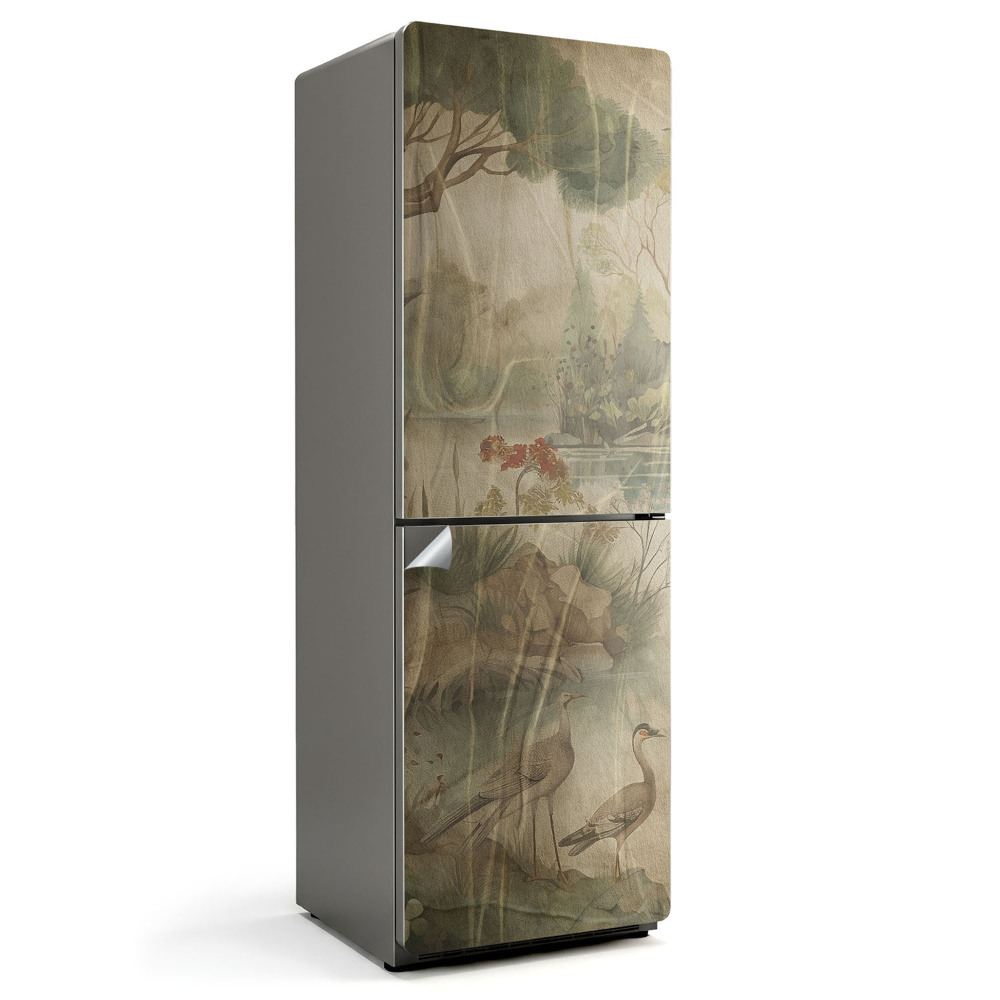 Folie pentru frigider Un peisaj liniștit cu păsări