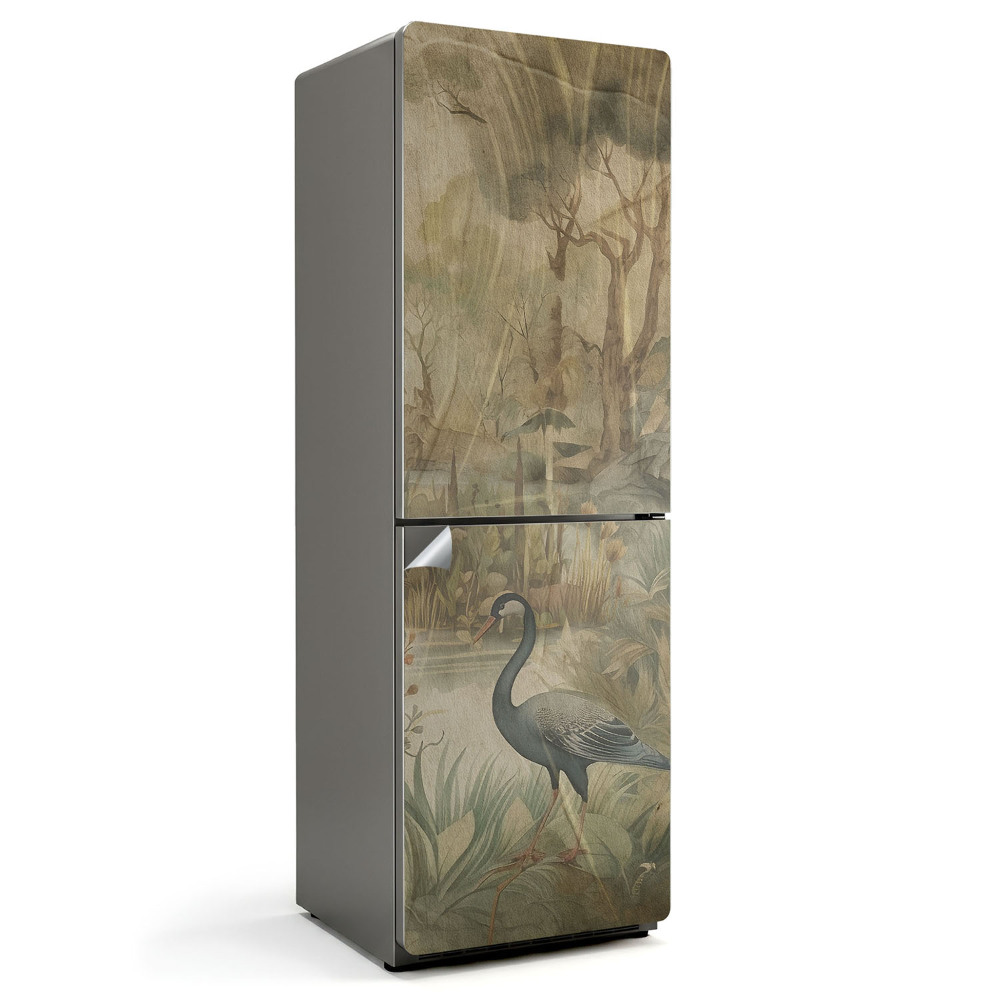 Autocolant pentru frigider O pasăre într-un peisaj natural