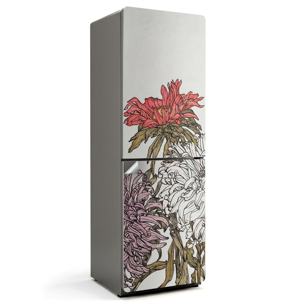 Folie pentru frigider Model floral cu detalii