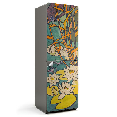 Autocolant pentru frigider Flori pe apă cu plante