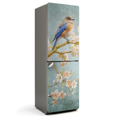 Folie pentru frigider O pasăre pe o creangă de flori