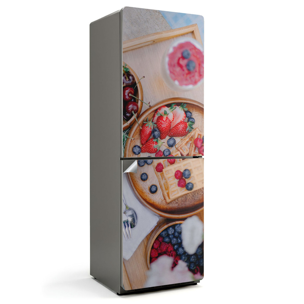 Autocolant pentru frigider Desert cu fructe și vafe