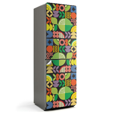 Autocolant pentru frigider Model geometric cu fructe