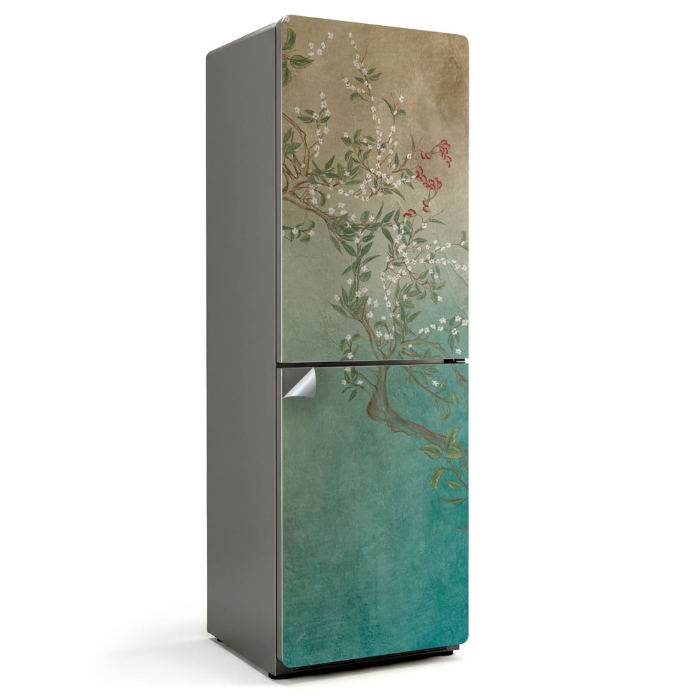 Autocolant pentru frigider Motiv floral pe fundal