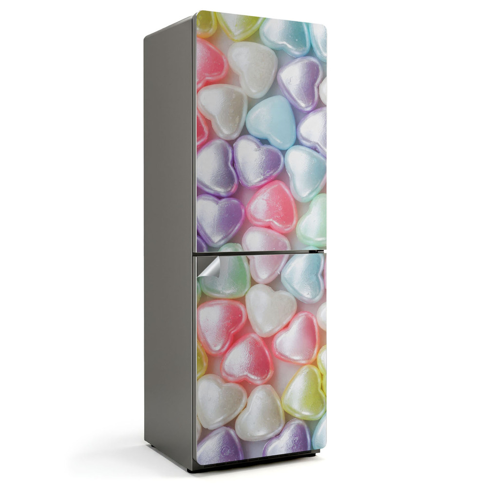 Autocolant pentru frigider Inimi strălucitoare colorate