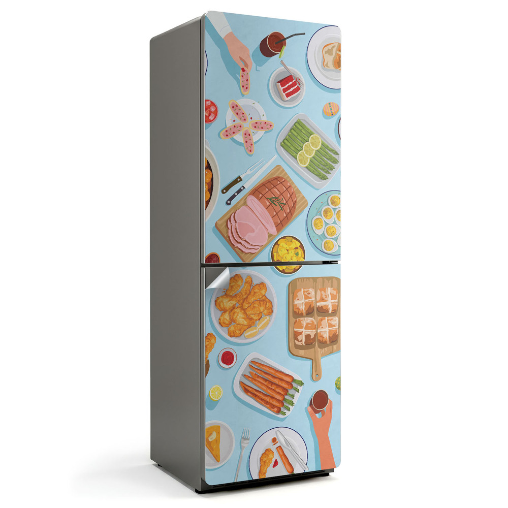 Autocolant pentru frigider Ilustrație a unui ospăț pe masă