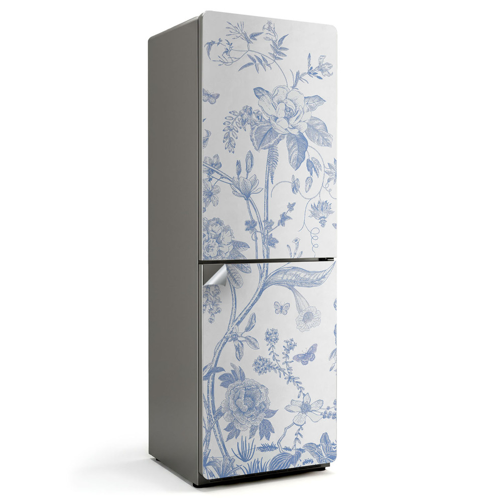 Autocolant pentru frigider Ilustrație florală cu insecte