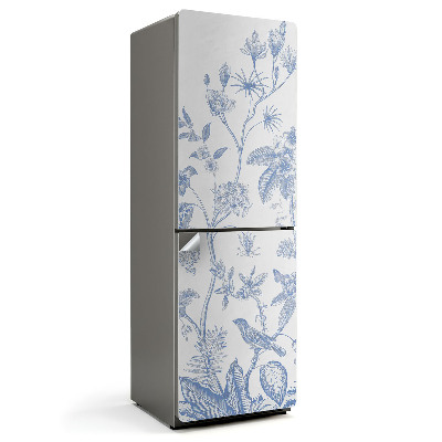 Folie frigider Ilustrație florală cu păsări