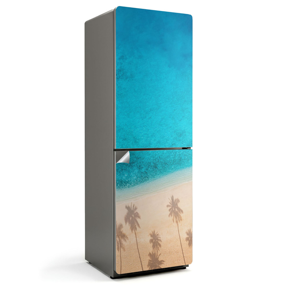 Autocolant pentru frigider Plajă cu umbre de palmieri