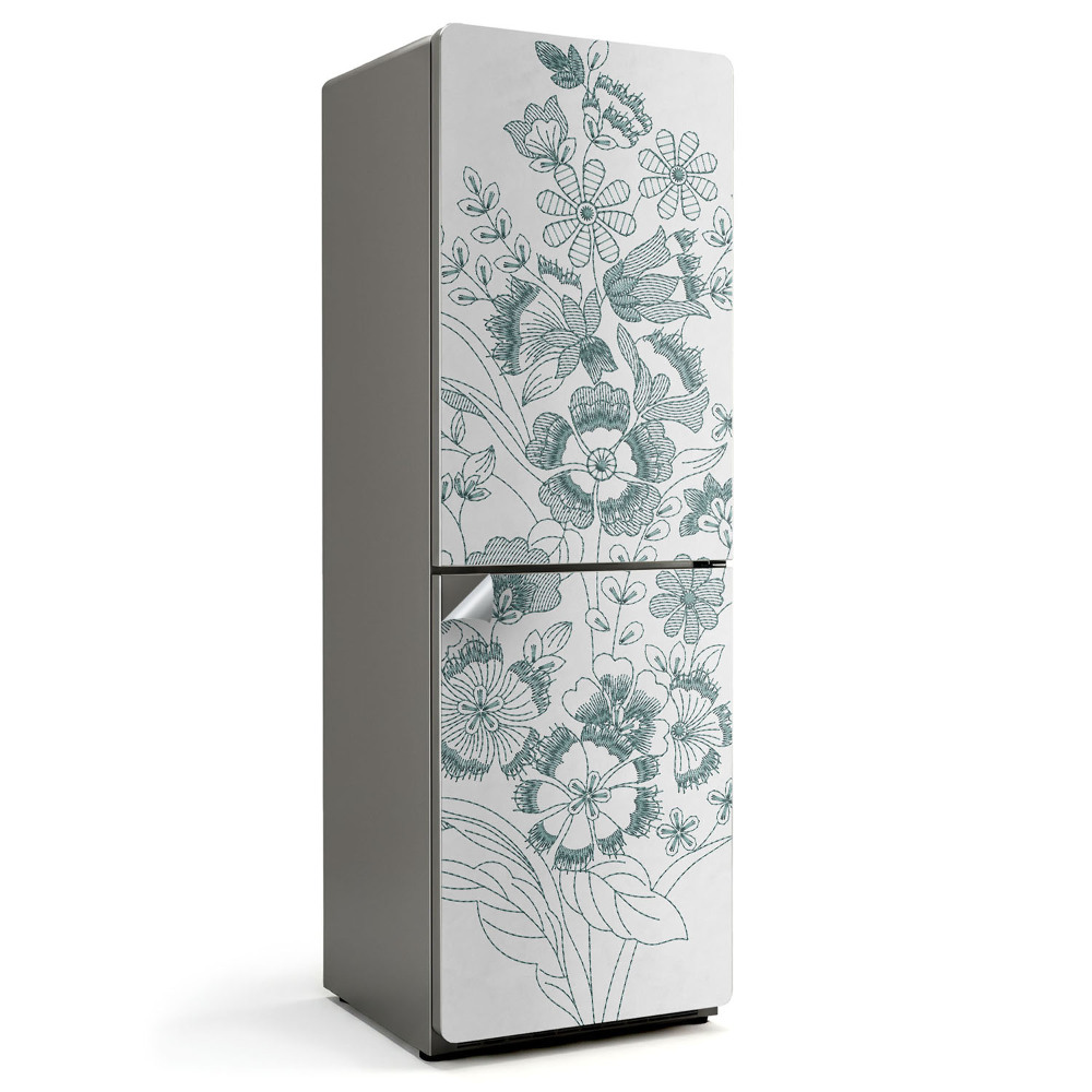 Autocolant pentru frigider Ilustrație florală cu detalii