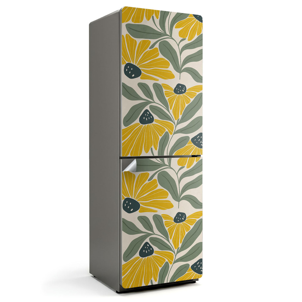 Folie pentru frigider Model cu flori și frunze