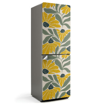 Folie pentru frigider Model cu flori și frunze