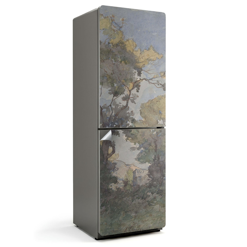 Folie frigider Un peisaj pictural cu copaci