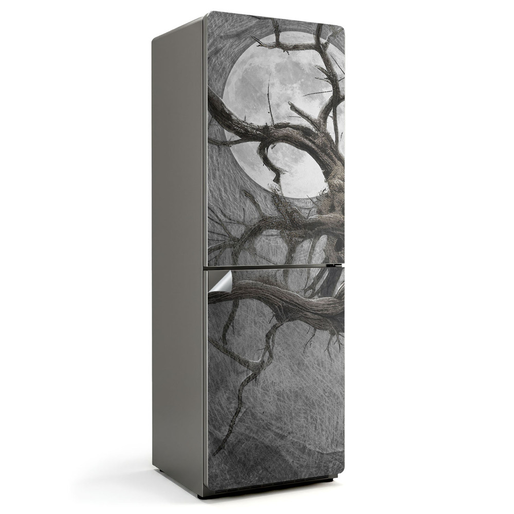 Folie pentru frigider Copac vechi răsucit cu lună