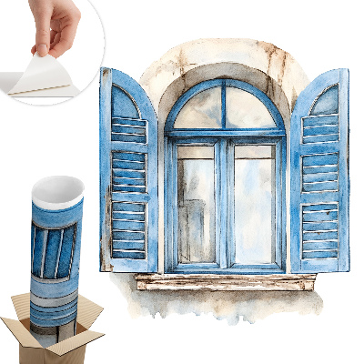 Sticker perete fereastră 3d 87x100 Obloane din lemn