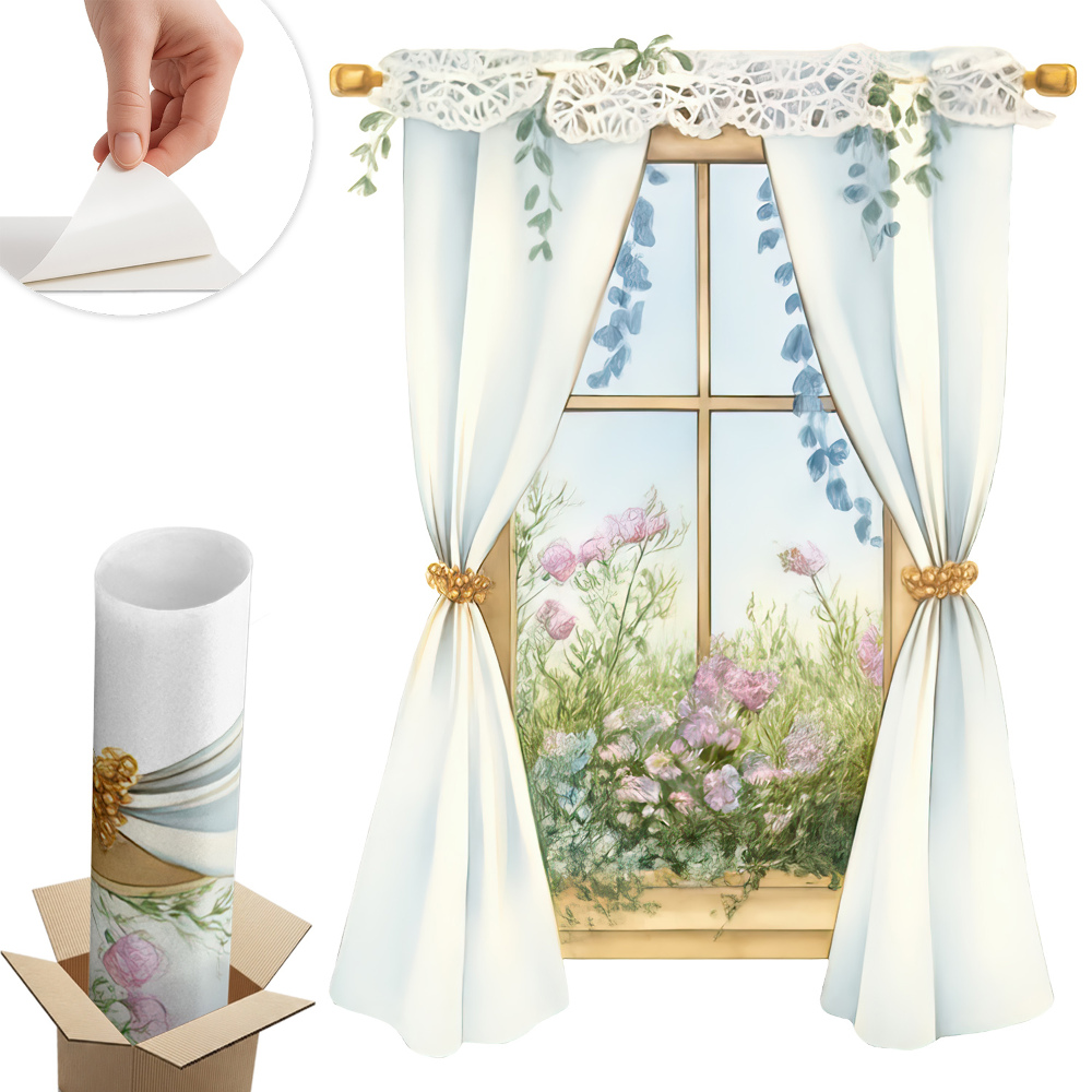 Sticker perete fereastră 3d 73x100 Perdele cu vedere