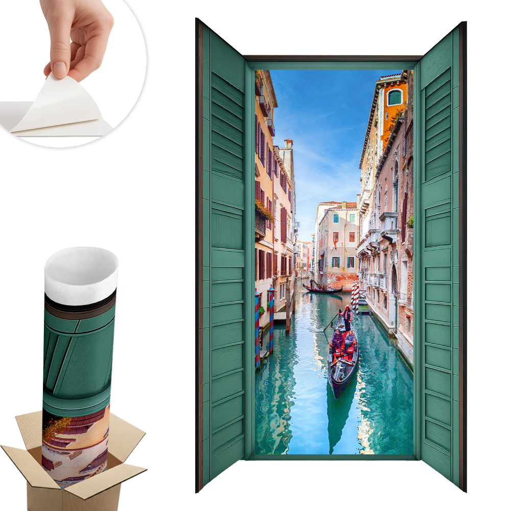 Sticker perete fereastră 3d 58x100 Un canal pitoresc