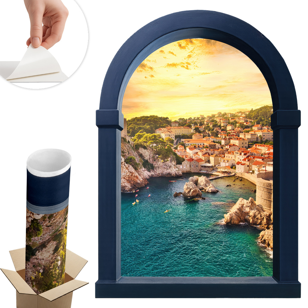 Sticker perete fereastră 3d 72x100 Vedere mediteraneană