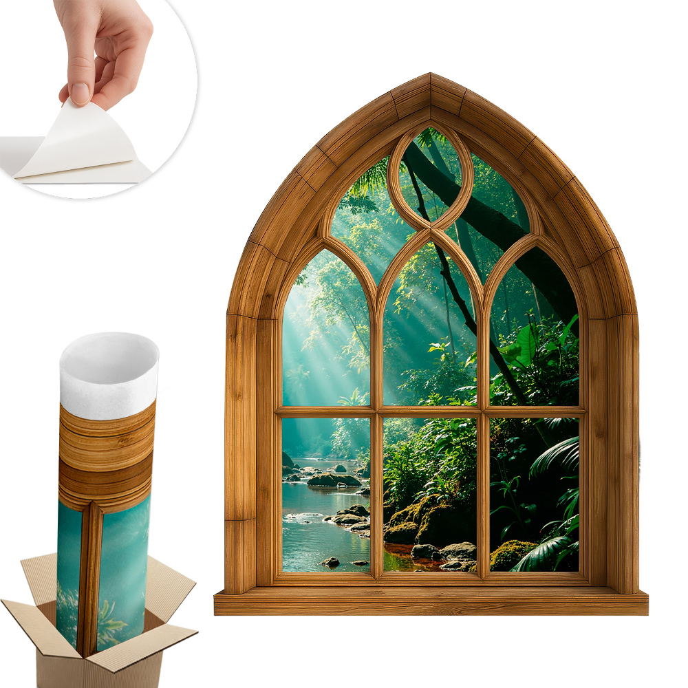 Sticker perete fereastră 3d 80x100 Peisaj tropical