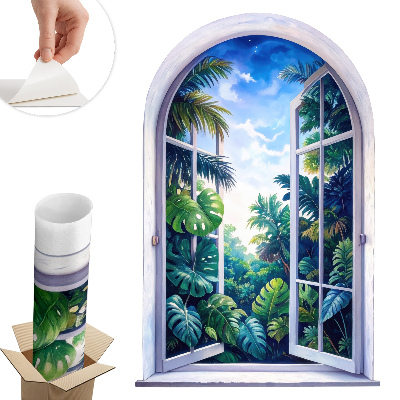 Sticker perete fereastră 3d 66x100 Vedere tropicală