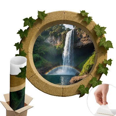 Sticker perete fereastră 3d 100x87 Oază naturală