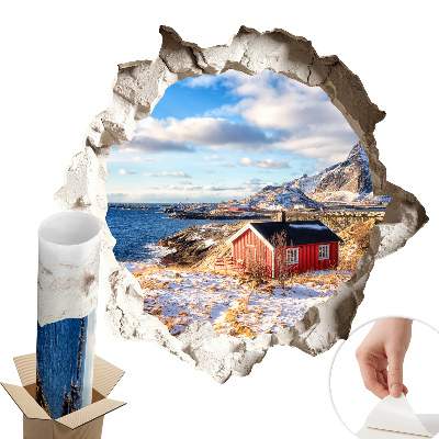 Autocolant decorativ gaură 100x95 Peisaj de iarnă