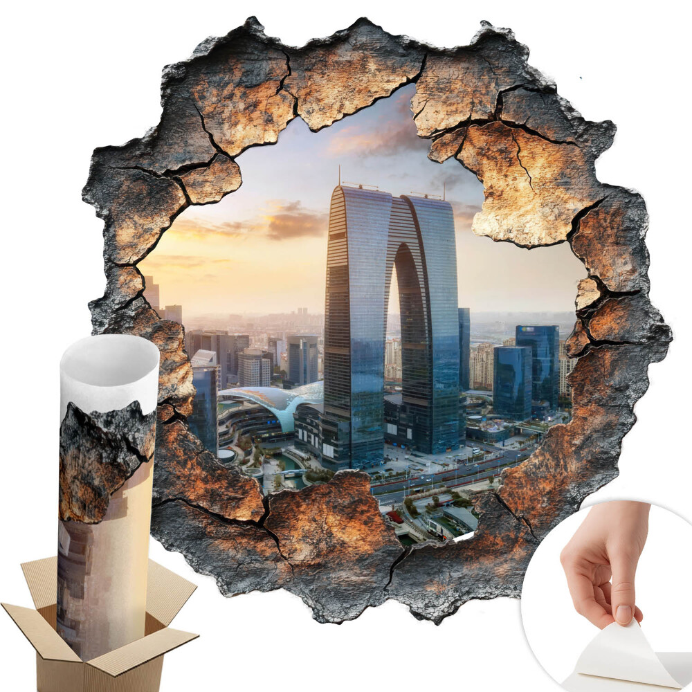 Autocolant decorativ gaură 125x130 Orașul viitorului