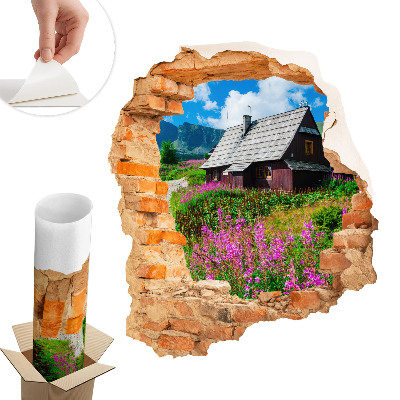 Autocolant decorativ gaură 111x130 Peisaj rustic