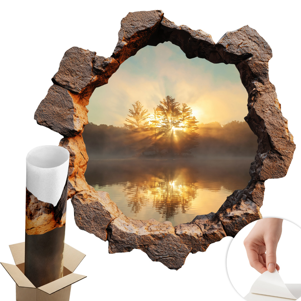 Autocolant decorativ gaură 130x129 Peisaj printre stânci