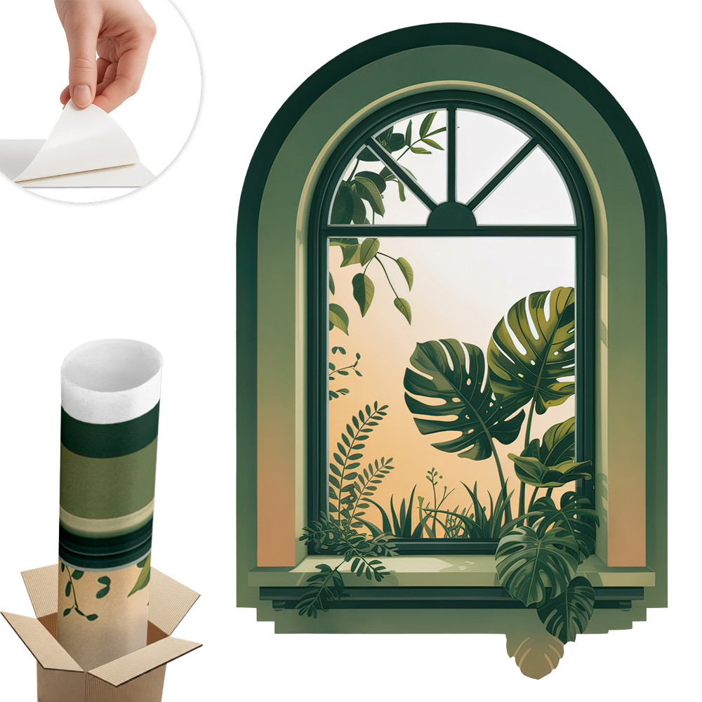 Sticker perete fereastră 3d 86x130 Fereastră verde