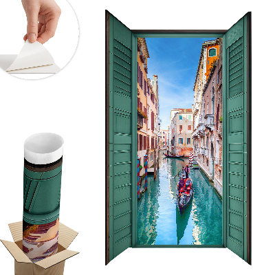 Sticker perete fereastră 3d 75x130 Un canal pitoresc