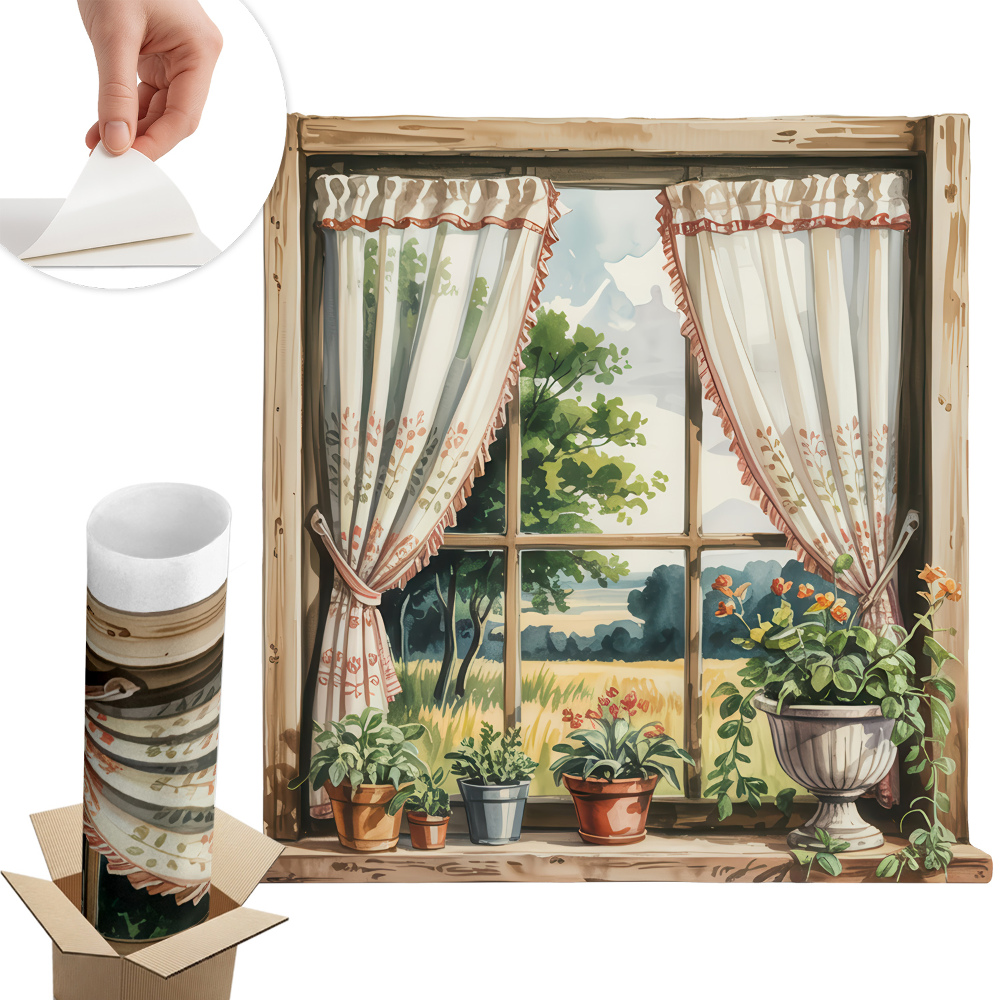 Sticker perete fereastră 3d 126x130 Fereastră idilică