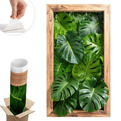 Sticker perete fereastră 3d 74x130 Frunze de Monstera