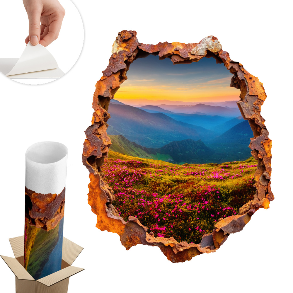 Autocolant decorativ gaură 108x130 Munții de flori