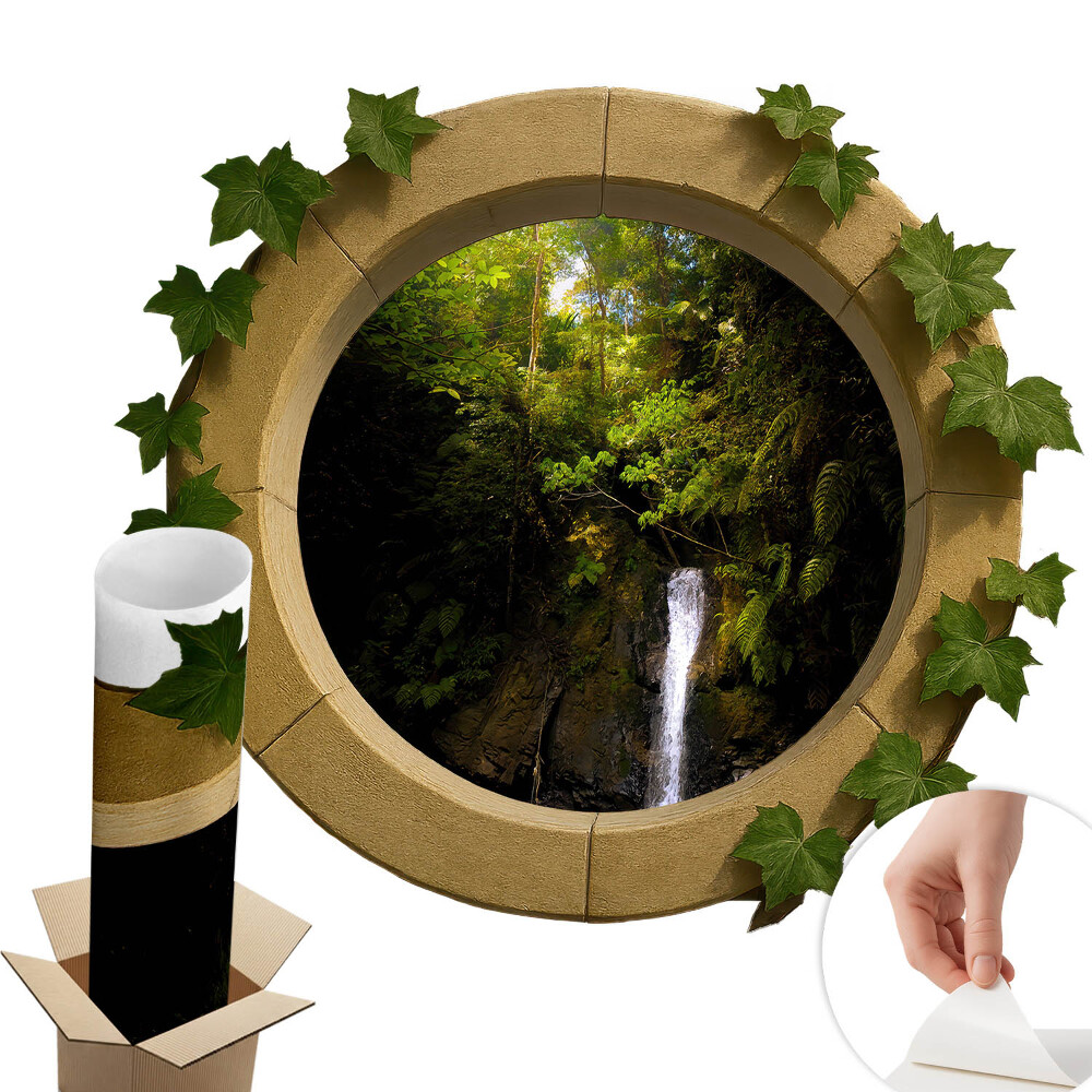 Sticker perete fereastră 3d 130x113 Peisaj verde