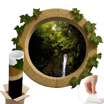 Sticker perete fereastră 3d 130x113 Peisaj verde