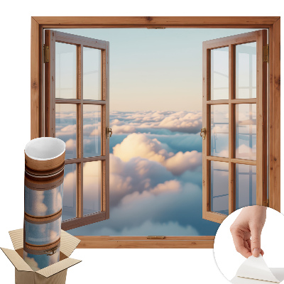 Sticker perete fereastră 3d 130x121 Norii cerului