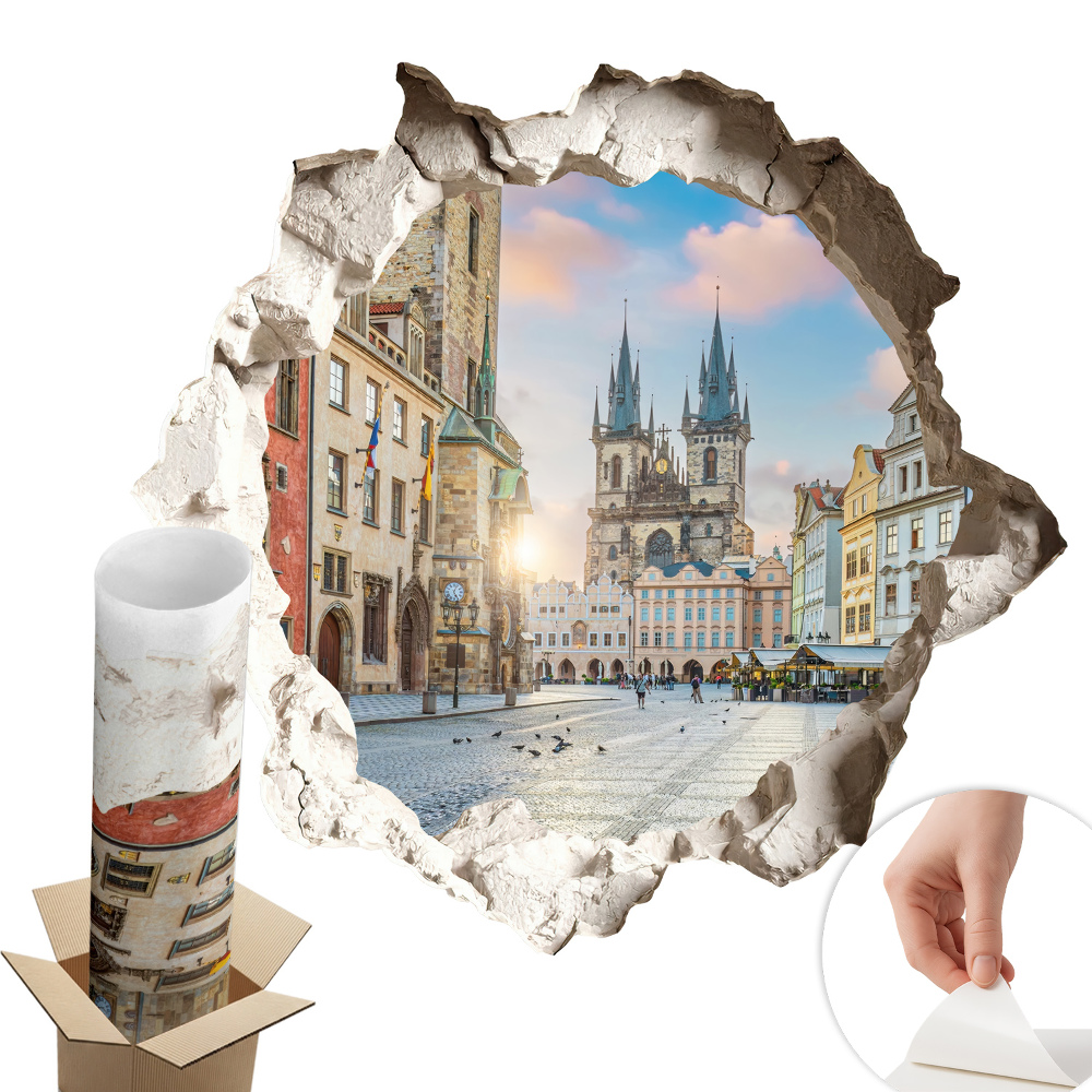 Autocolant decorativ gaură 130x123 Piața orașului