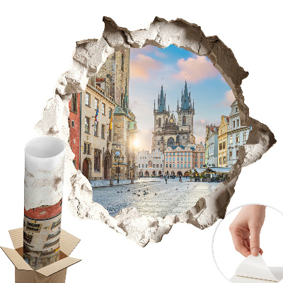 Autocolant decorativ gaură 130x123 Piața orașului